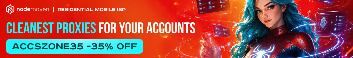 NodeMaven residential mobile ISP — cleanest proxies for your accounts. Code ACCSZONE35 for 35% off.